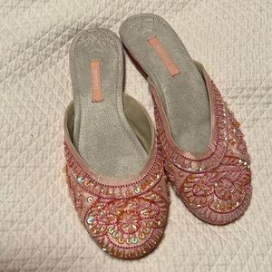 Pink beaded slipons